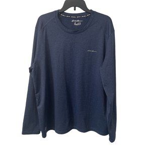 EDDIE BAUER SWEATER SHIRT PULLOVER MENS XXL STRETCH WICKING CASUAL FLEECE BLUE